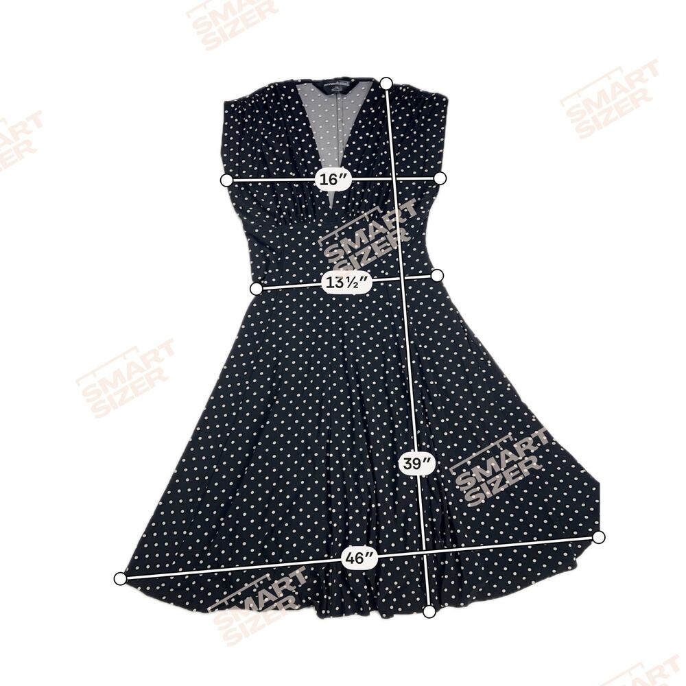 Norma Kamali Polka Dot Swing Dress Black White V-Neck Midi Flared A-Line Size L - Picture 8 of 12